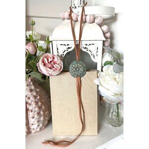 Pink Panache long leather bolo style necklace